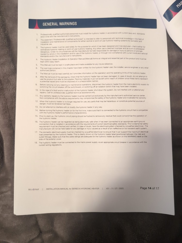 NEW JVIS USA MicroHeat 6-13 Electric Underfloor Hydronic Heater. 240V 1ph 60 HZ