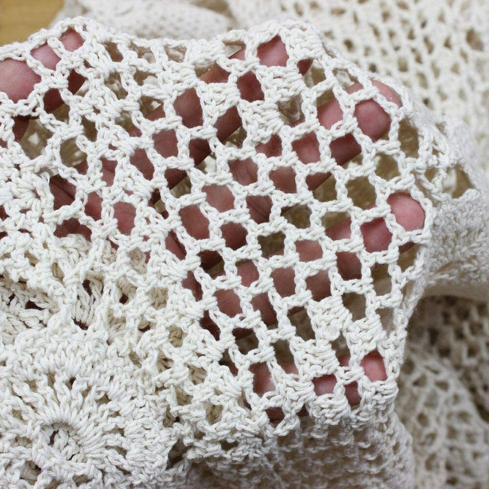 Cotton Crochet Lace Table Runner Rectangle For Dinner Table Handmade Table Cover