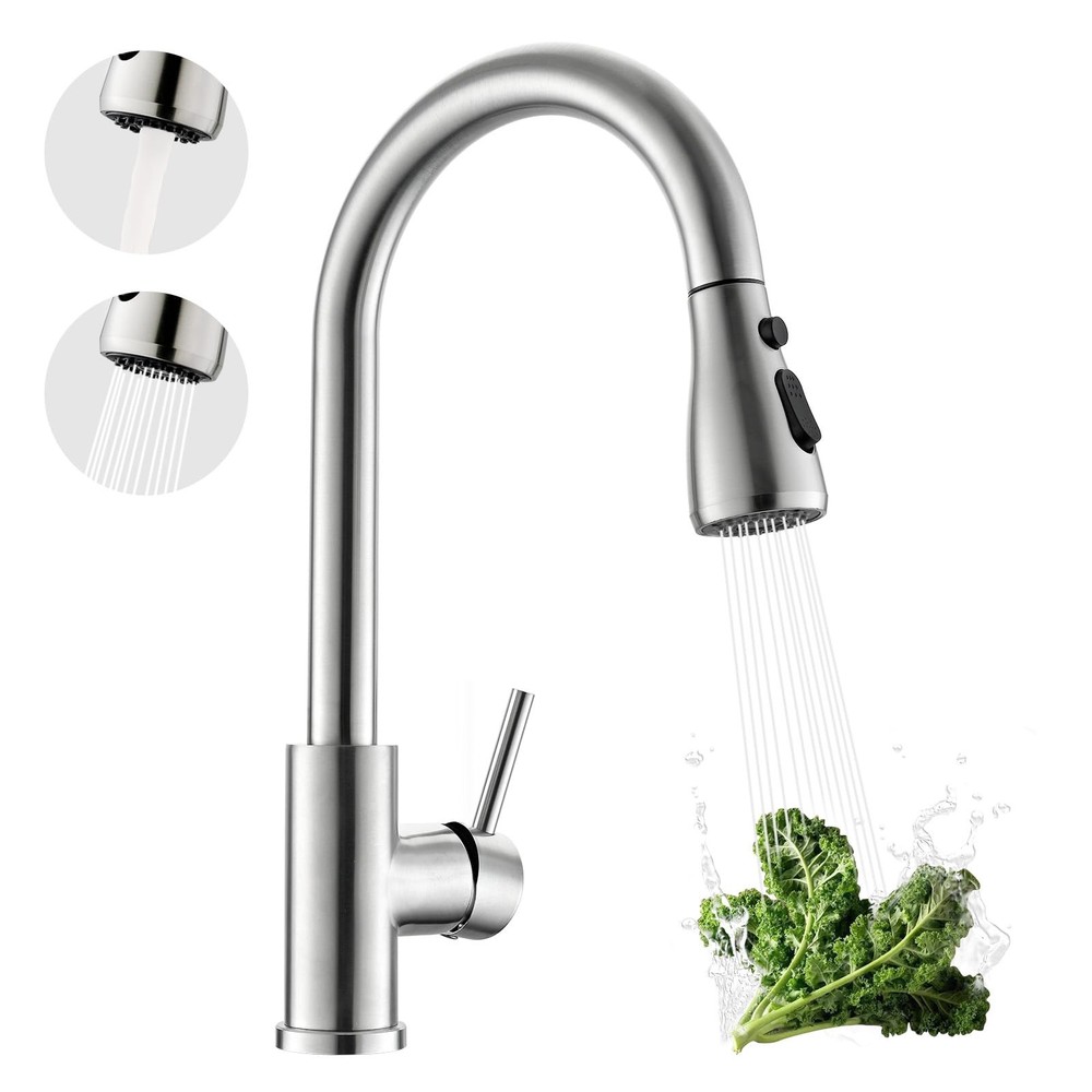 Kicimpro Kitchen Faucet with Pull Down Sprayer, Zero 800, Brushed Nickel
