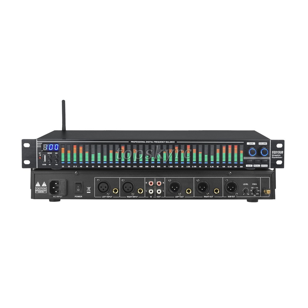 EQ31SUB Digital Equalizer 31-Stage Tuner Noise Reduction Processor 110V-220V