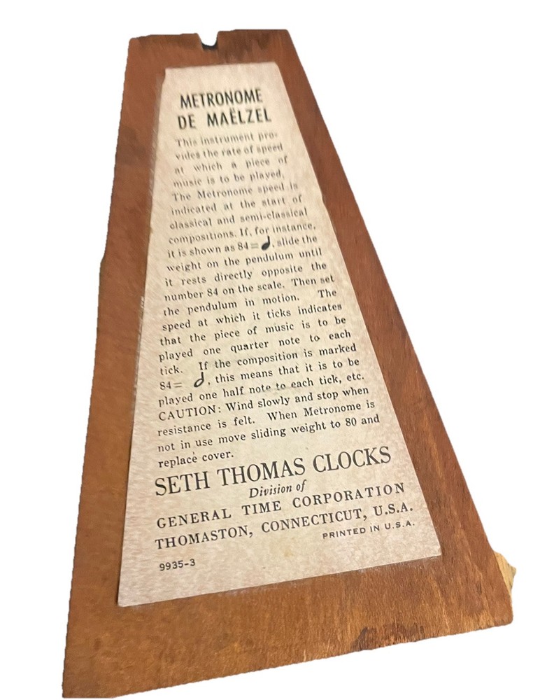 Vintage Seth Thomas Metronome #7 Working.