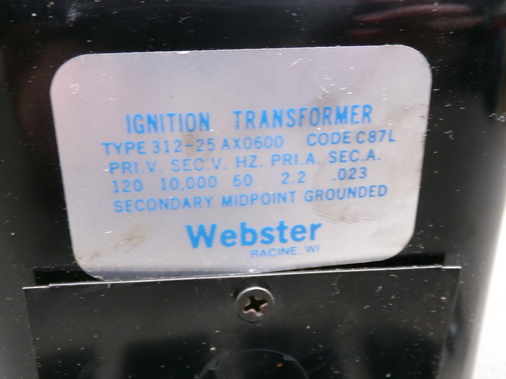 WEBSTER AX0600 IGNITION TRANSFORMER 312-25