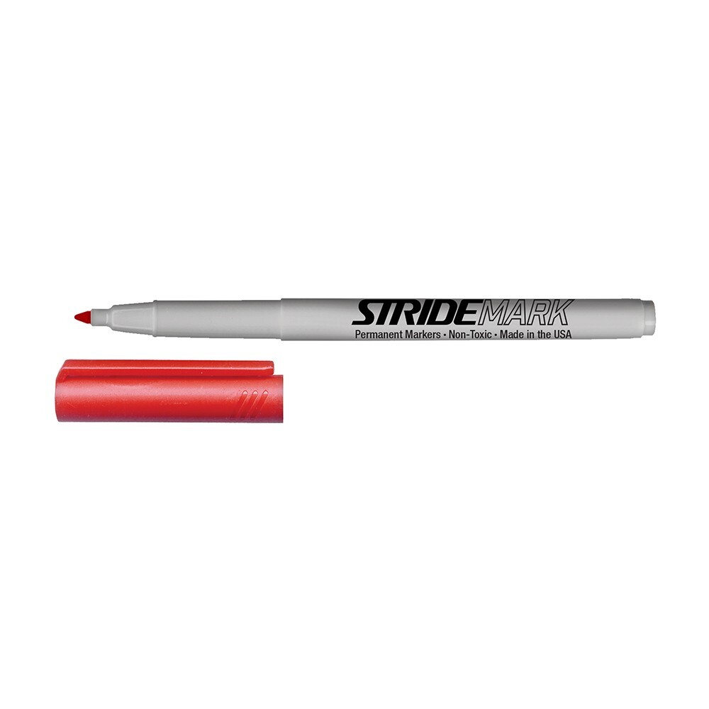 StrideMark Permanent Marker, Fine Point, Red Ink. 12/Pack, #27003