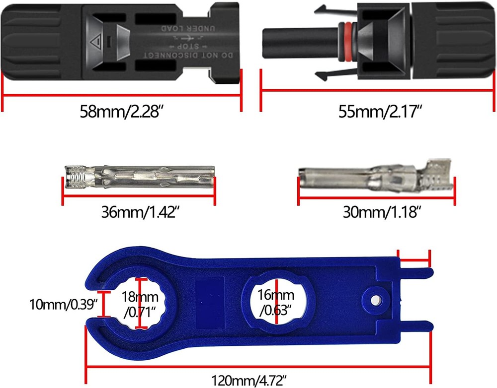 12/24PCS Solar Panel Cable Wire Connectors Crimper PV Crimping Pliers Tools Set