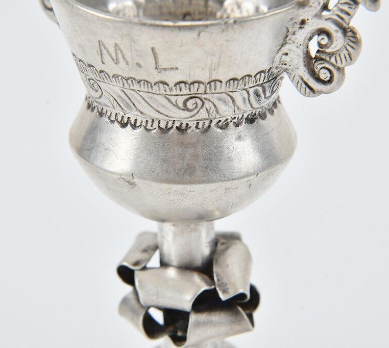 Antique Colonial America Solid Silver Jewish Kiddush Cup ca.1730 Irish Maker?