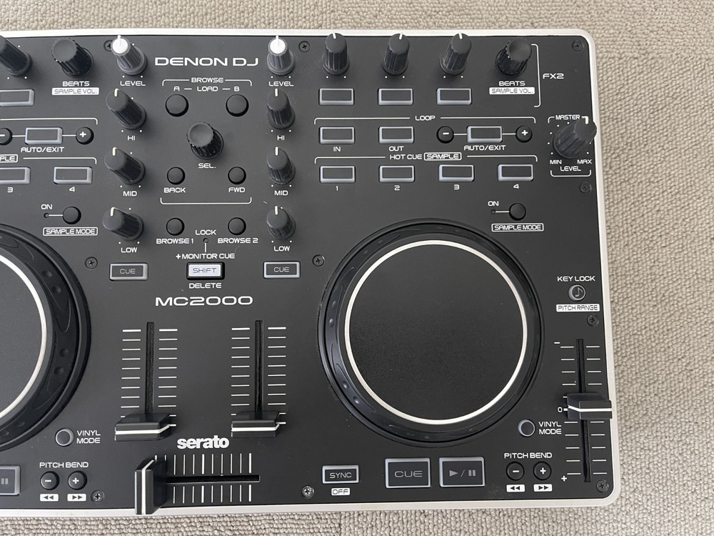 Denon DJ MC2000 2-Channel DJ Controller Black with USB Cable Tested & Working