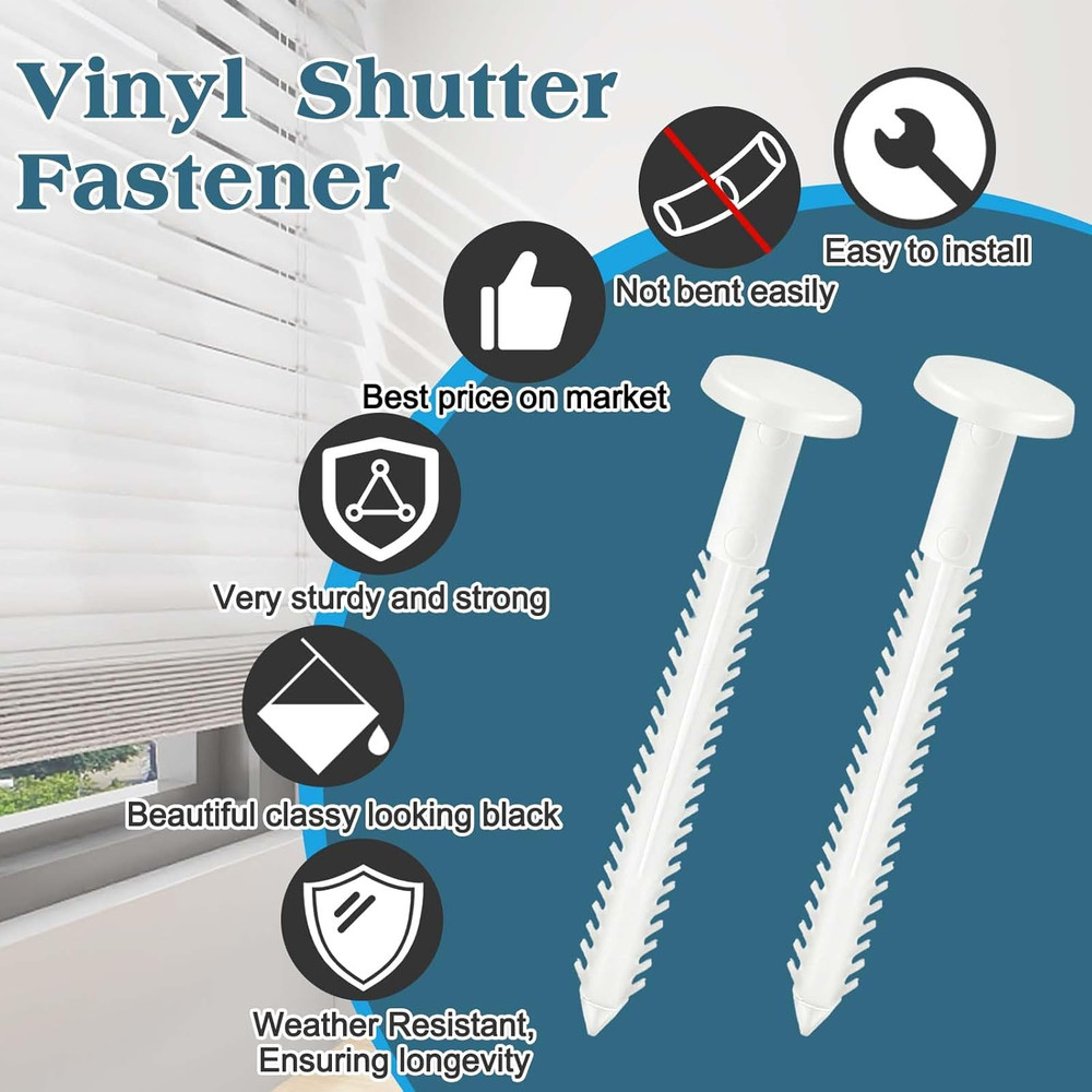 30Pcs 3 Inch Vinyl Shutter Fasteners, White Window Shutter Panel Pegs Shutter Sc