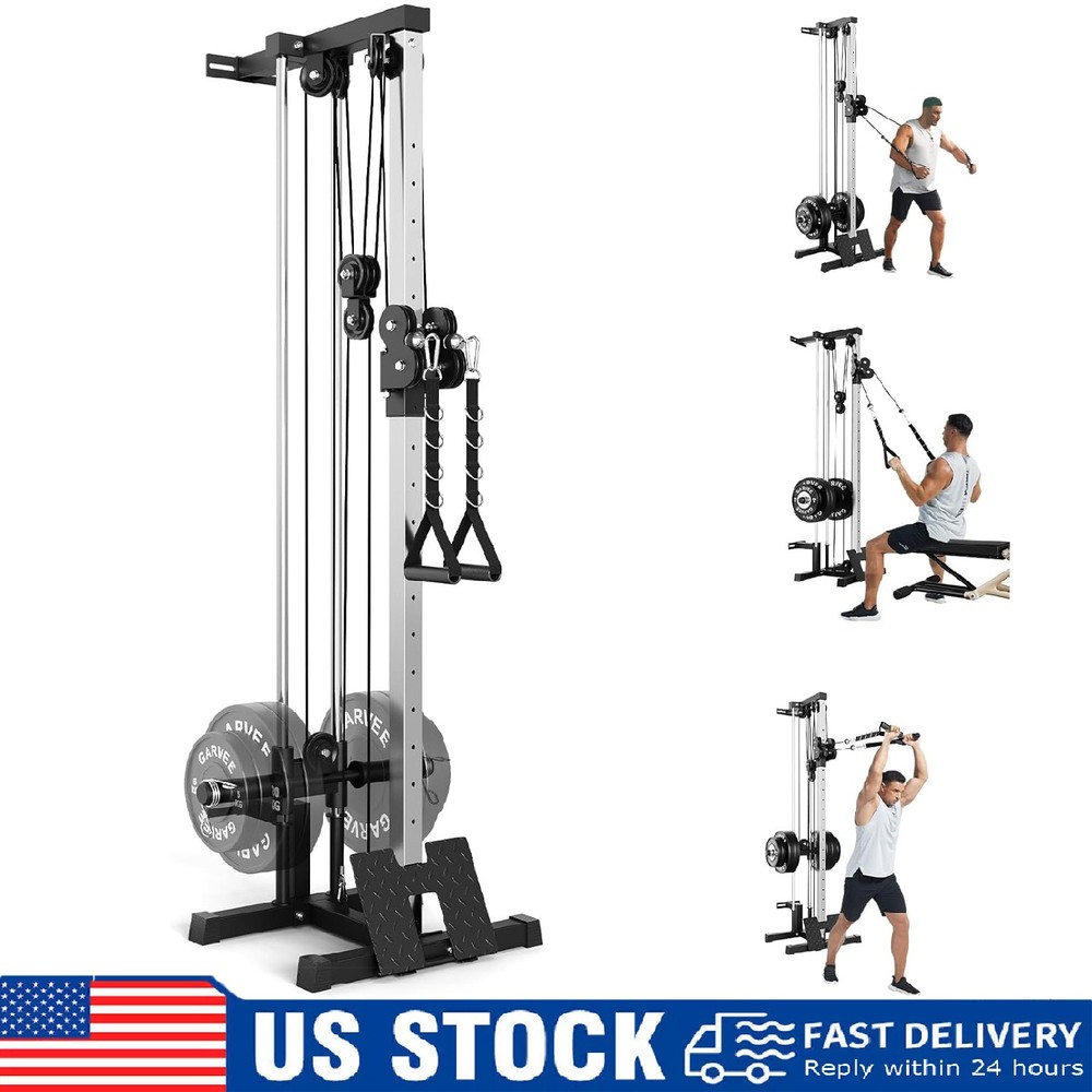 Wall Mount Cable Machine, Adjustable Dual Pulley Cable Crossover Machine Workout