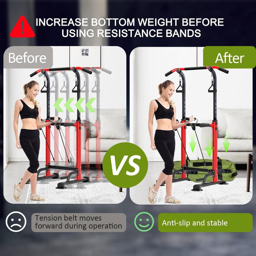 Power Tower Pull up Bar,Pull-Up Rack Dip Station,Height Adjustable Multi-Functio