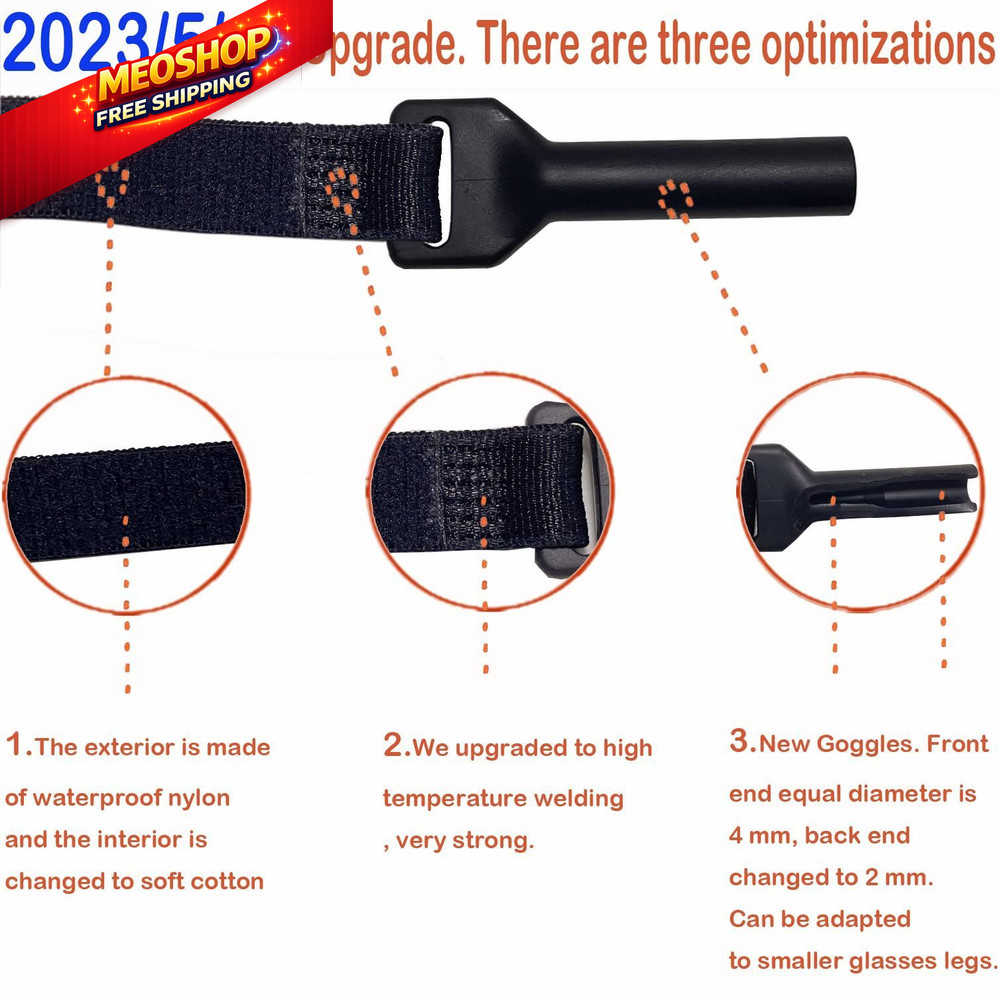 KSACLE Adjustable Glasses Strap - Upgrade 4 Pack No Tail 14 inch, Black