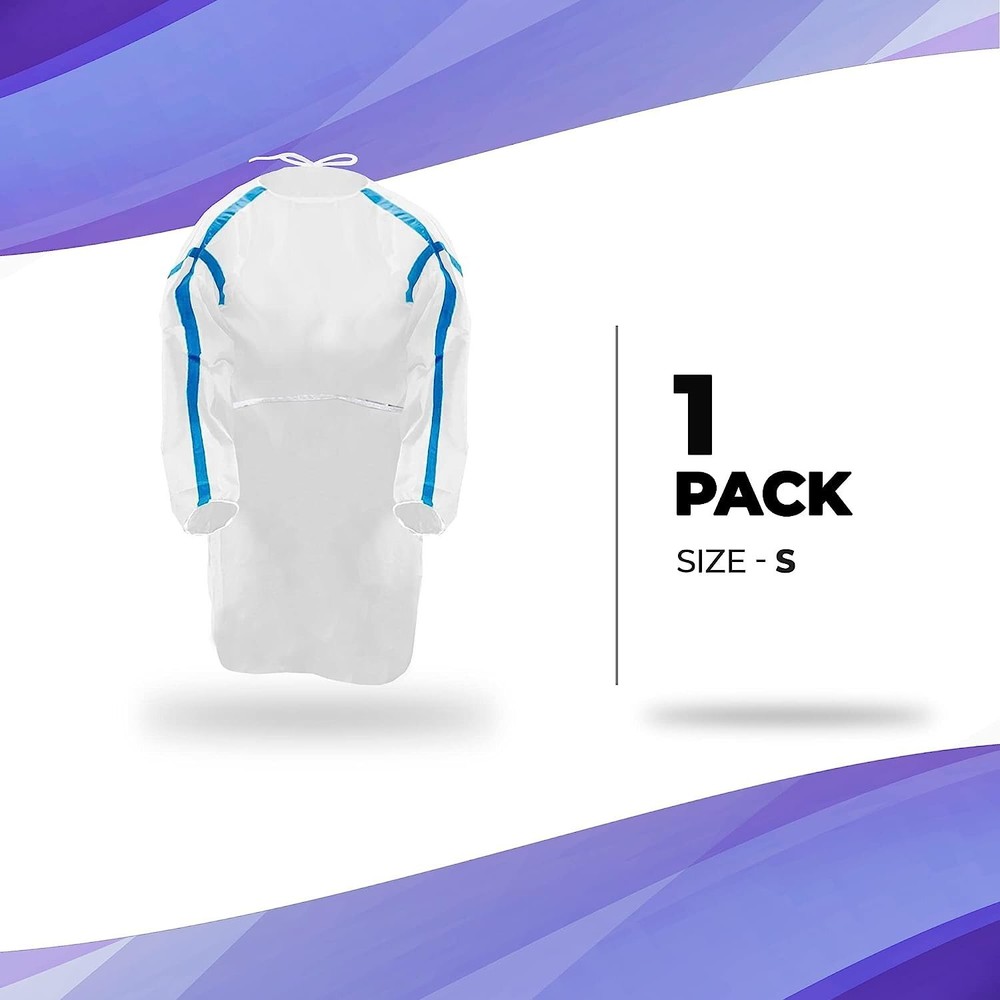 White Disposable Polypropylene Lab Coats Small 50 gsm /w Tie Back Closure