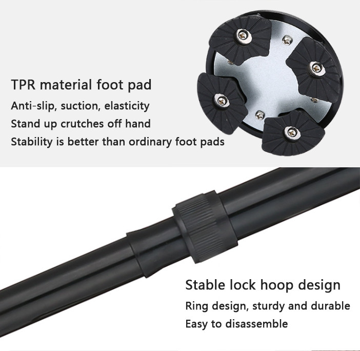 Adjustable Walking Stick Cane Folding Handle Metal With LED Light &Alarm button