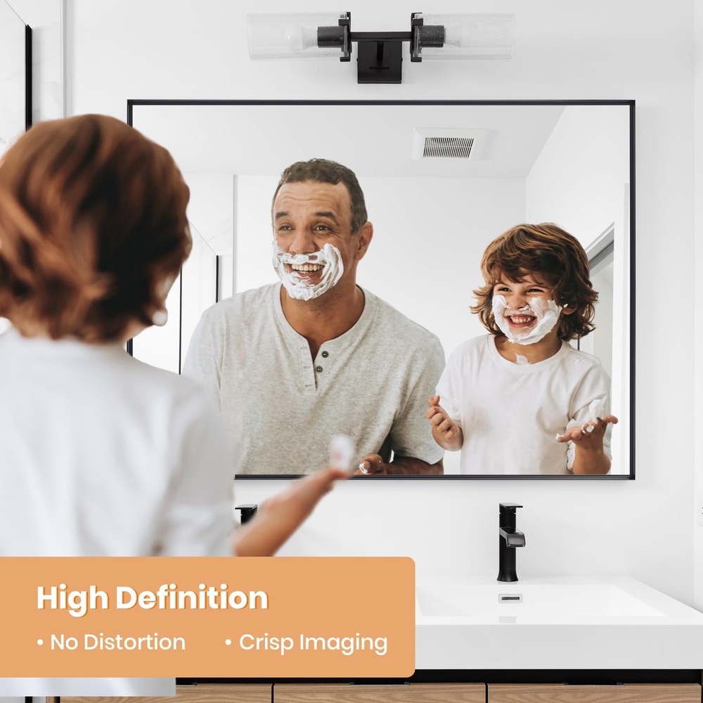 Wall Vanity Bathroom Mirror for Over Sink, 30"x48" Rounded Rectangle Metal De...