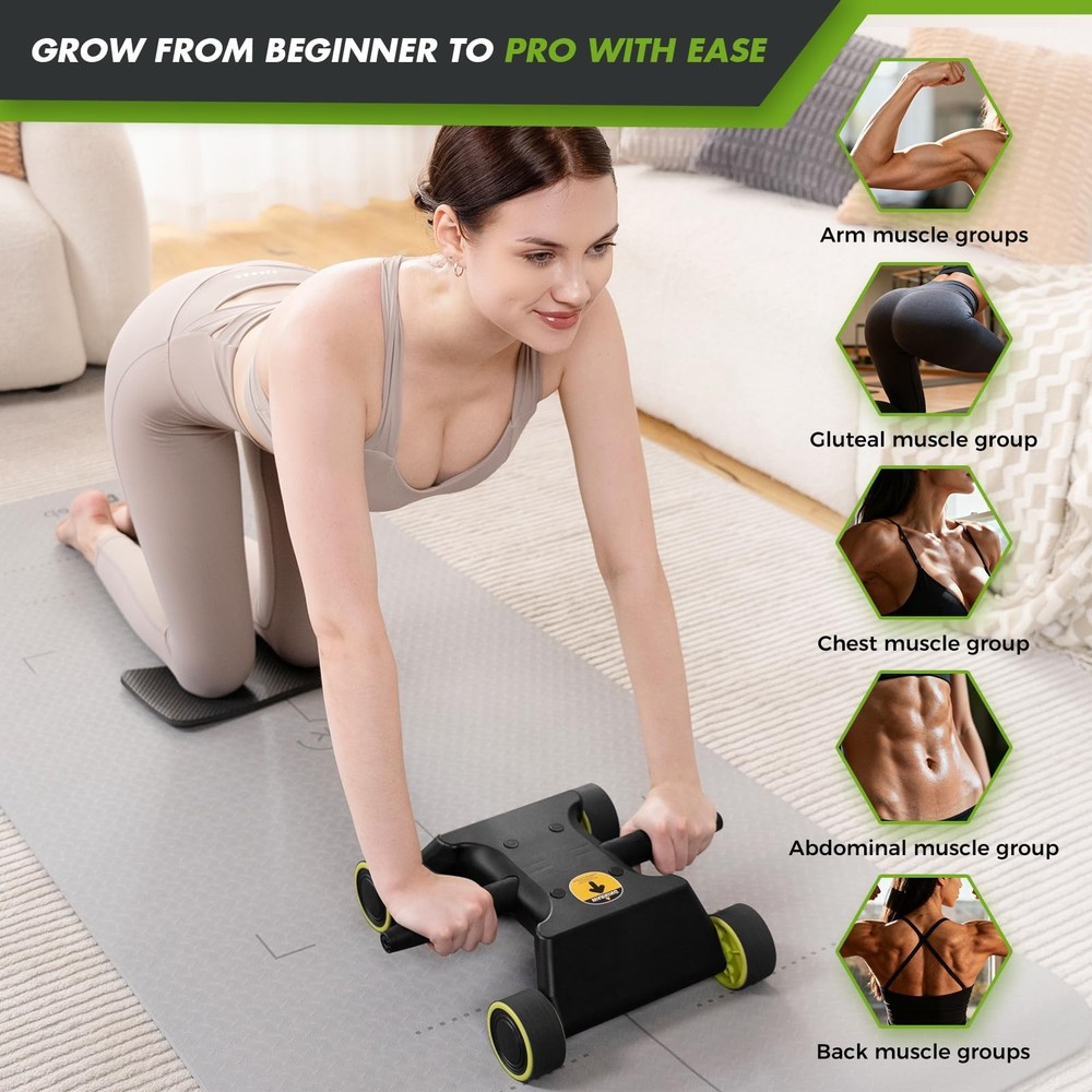 Ab Roller with Elbow Support, Core Workout Machine - 4 Wheels
