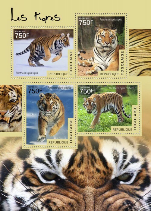 2014 TOGO MNH. TIGERS. Yvert&Tellier Code: 4150-4153  |  Michel Code: 6156-6159