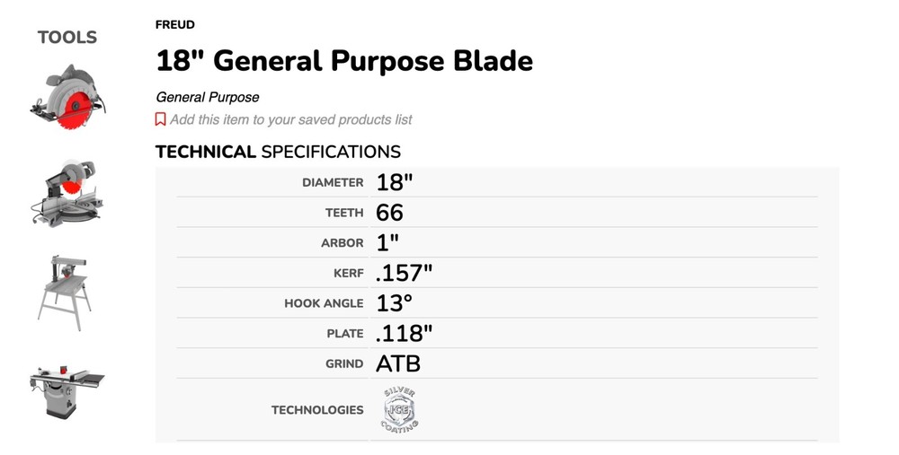 Freud LU72M018 18" General Purpose Blade