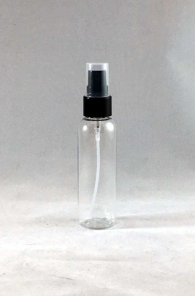 Clear PET 2 oz Plastic Cosmo Round Bottles-Disc Cap,Pump Spray/Atomizer,& others