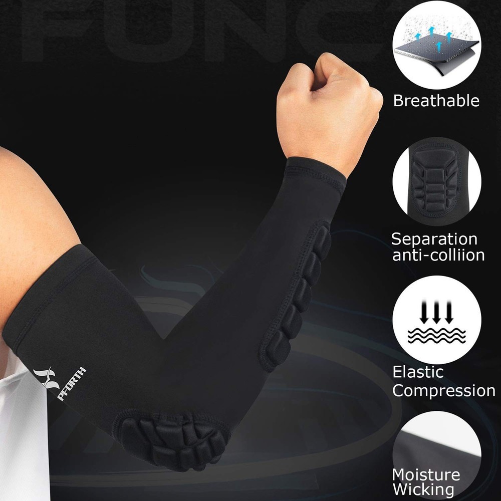 2PCS Padded Elbow Forearm Sleeves Compression Arm Protective Support Medium