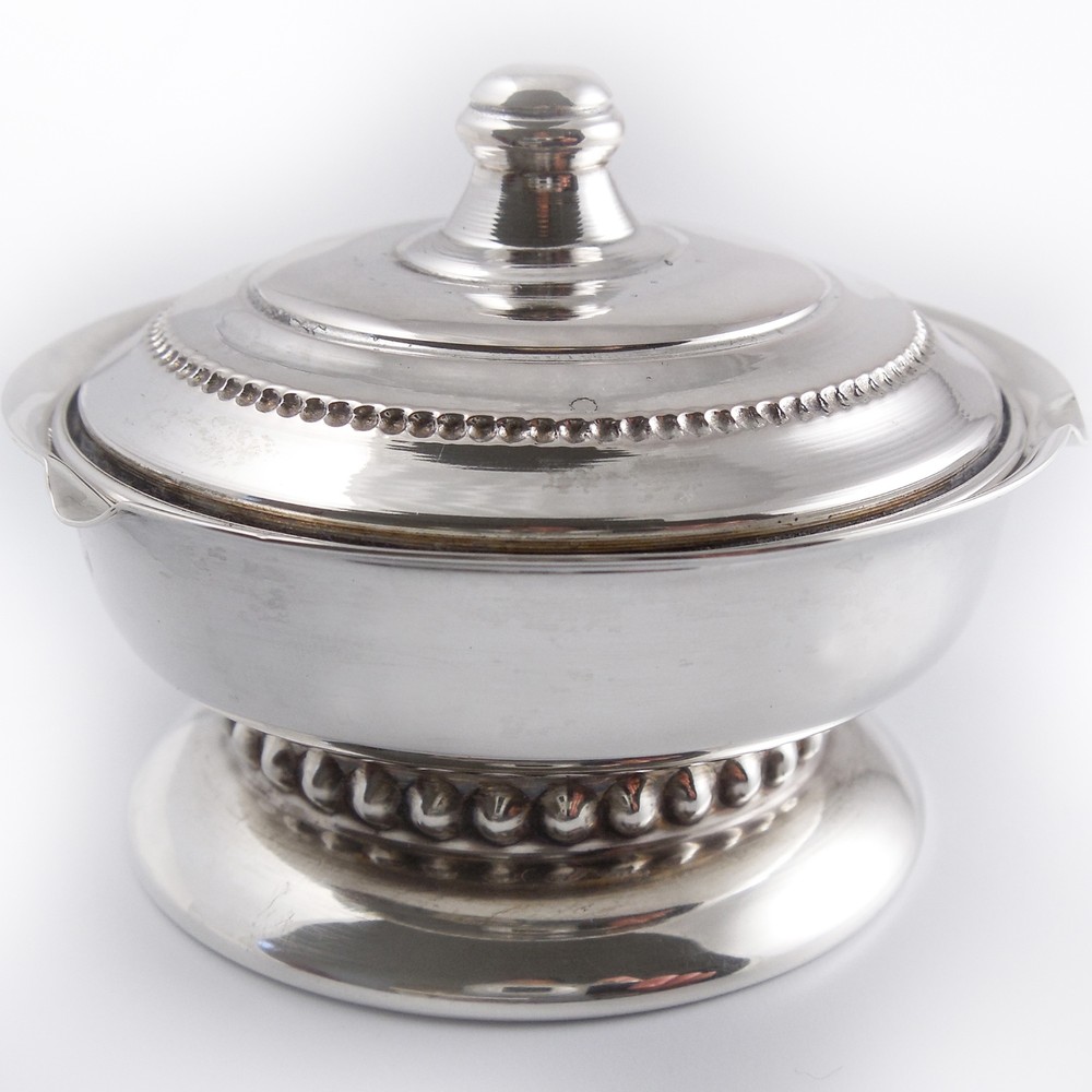 GORHAM STERLING SILVER LIDDED MUSTARD BOWL, — SIGNED, No 825, TIMELESS CLASSIC
