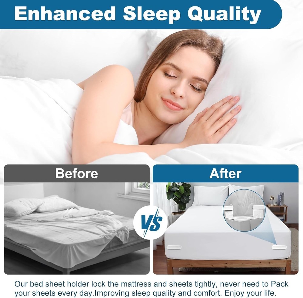 Bed Lock Sheet Holders Fit All Sheet Size, New Upgrade Sheet Straps Keep Shee...