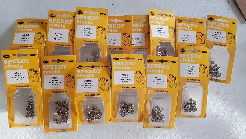 9 Boxes Small Nickle Plated Rivets A302 Vintage