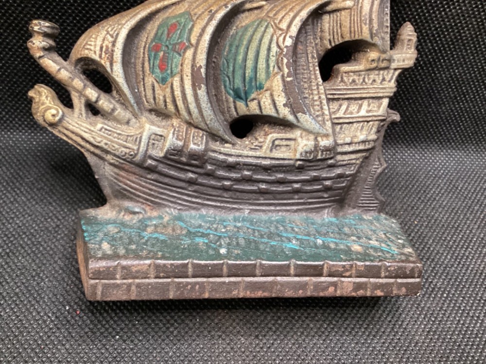 Antique Cast Iron Ship Bookends or Small Door Stops
