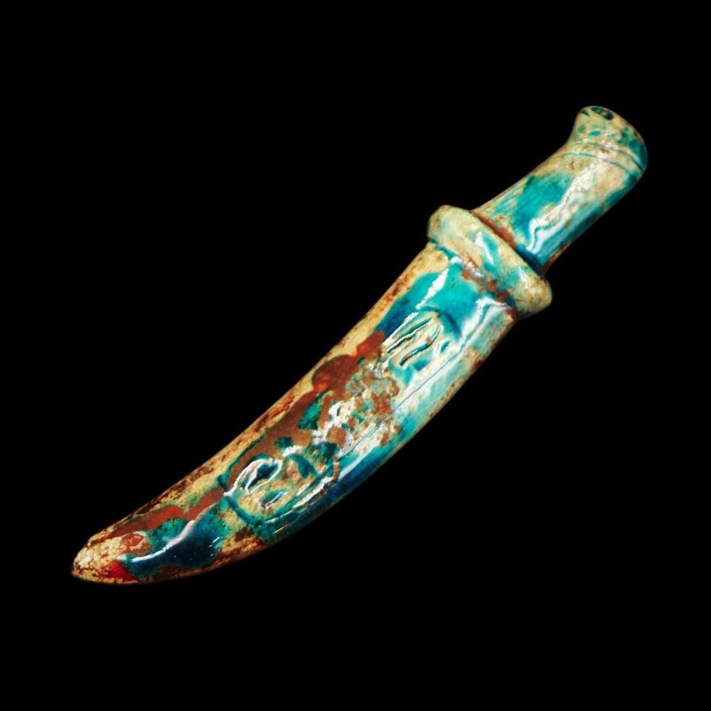Unique Authentic Small Antique Stone/Faience Dagger Sword, Ancient Egyptian