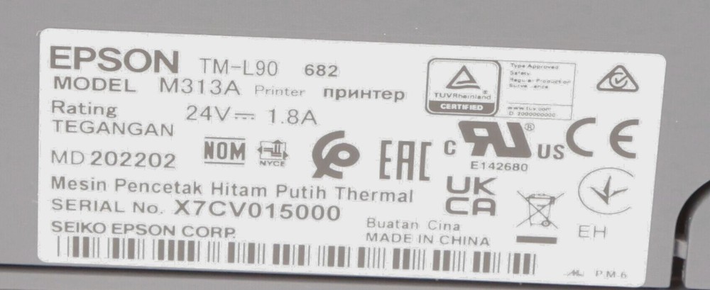 Epson TM-L90II Plus Label and Barcode Printer; USB / Serial Interface, Dark Grey