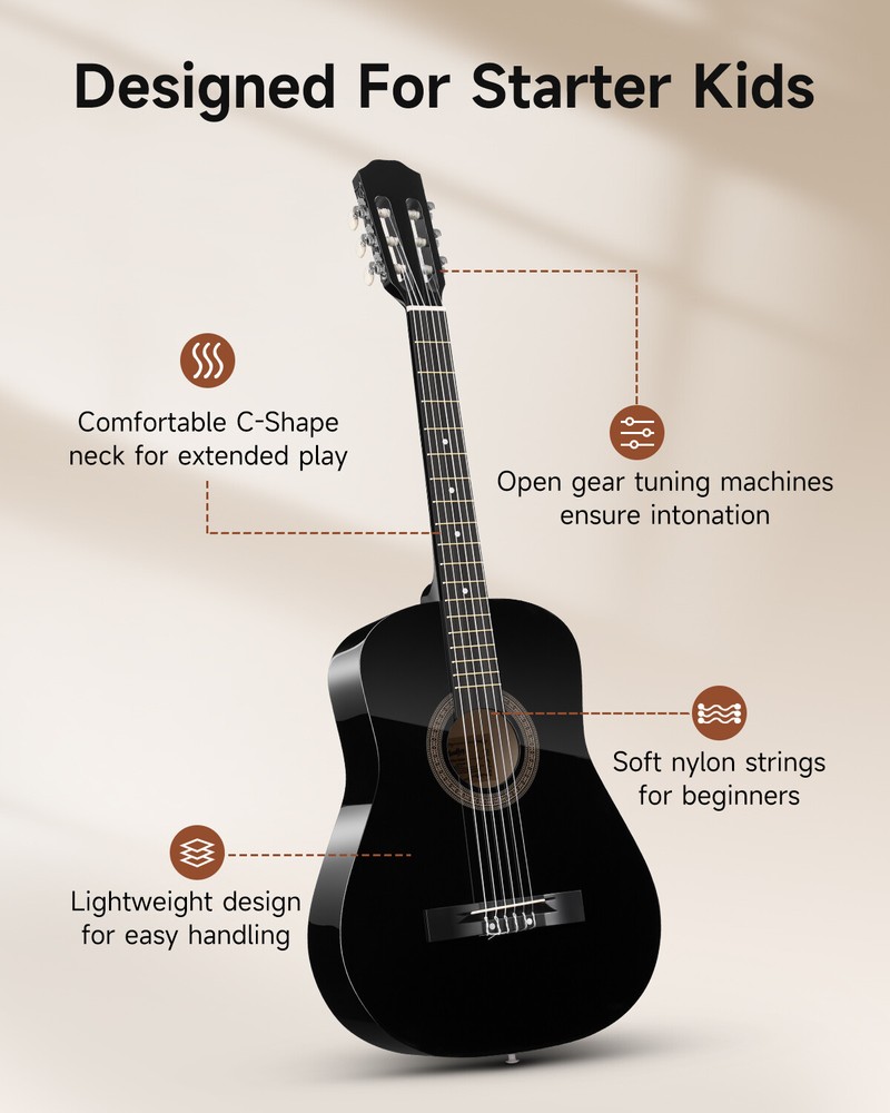 Moukey 38" Acoustic Guitar Dreadnought Beginner Bundle With Strap Bag Tuner Pick