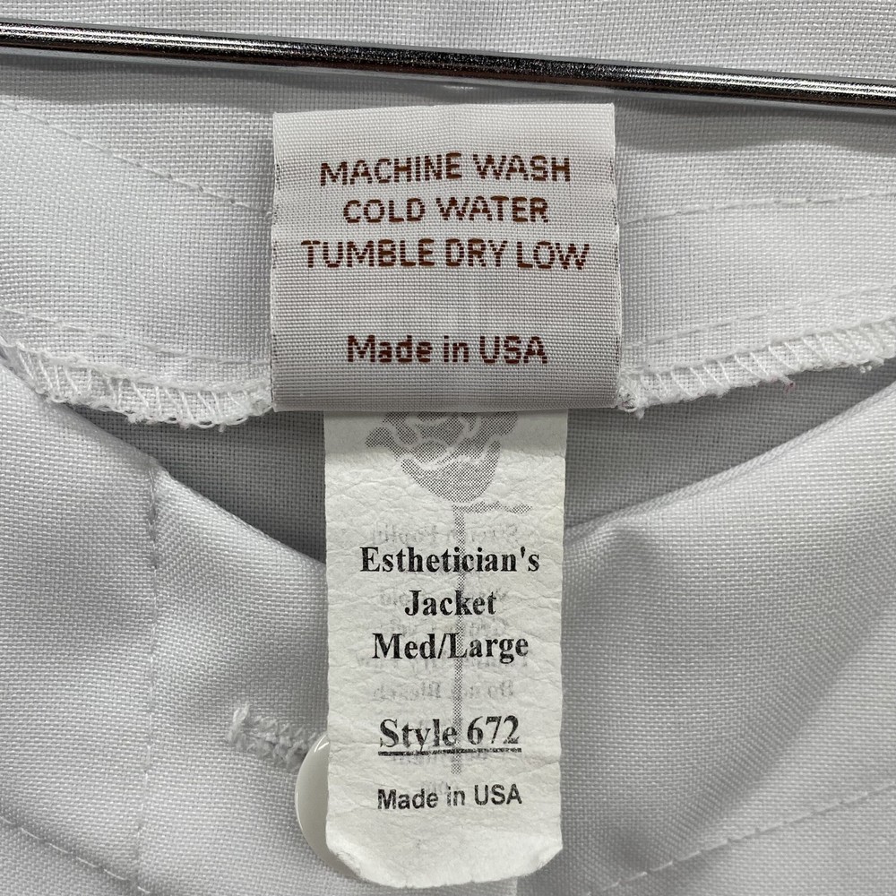 Canyon Rose Spa Apparel Unisex Medium/Large White Button-up Estheticians Jacket