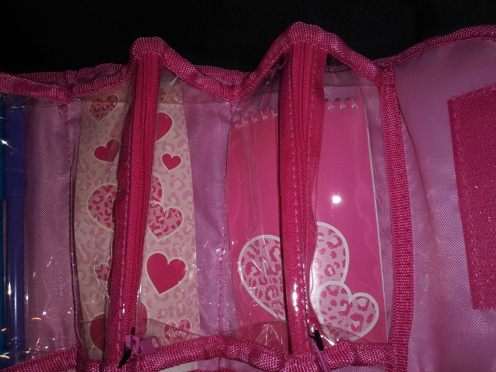 Stationery Roll Up Case Pink Leopard