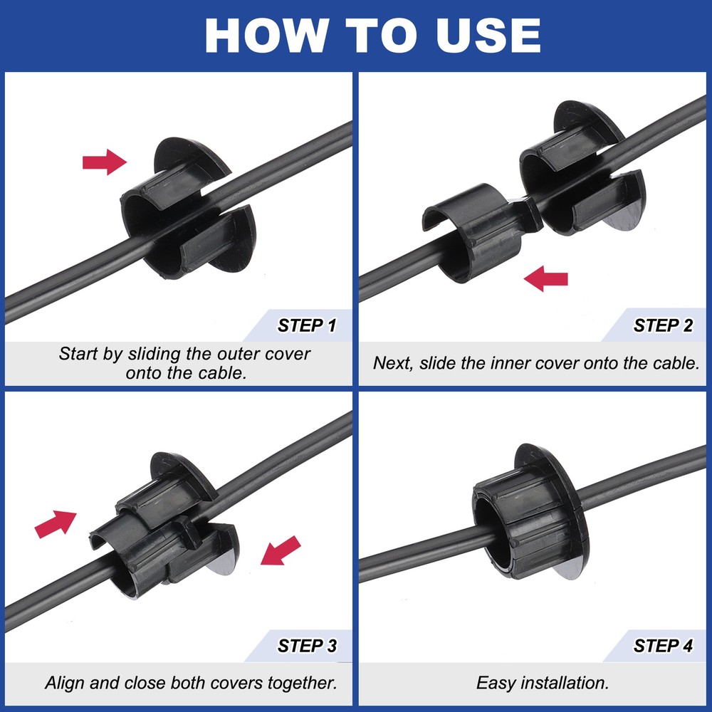 2Pcs Wall Bushing Grommet, Wall Cable Feed Through Bushings, Black/White