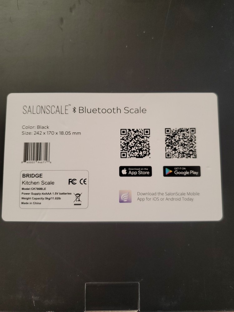 Salonscale Digital Bluetooth Scale App Compatible 1G Accuracy Scale