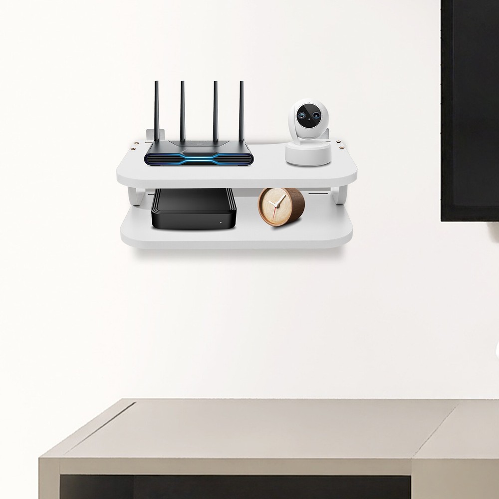 TV Component Holder 2-Tier Wall Mount/Tabletop Floating Shelf Set-top Box Shelf
