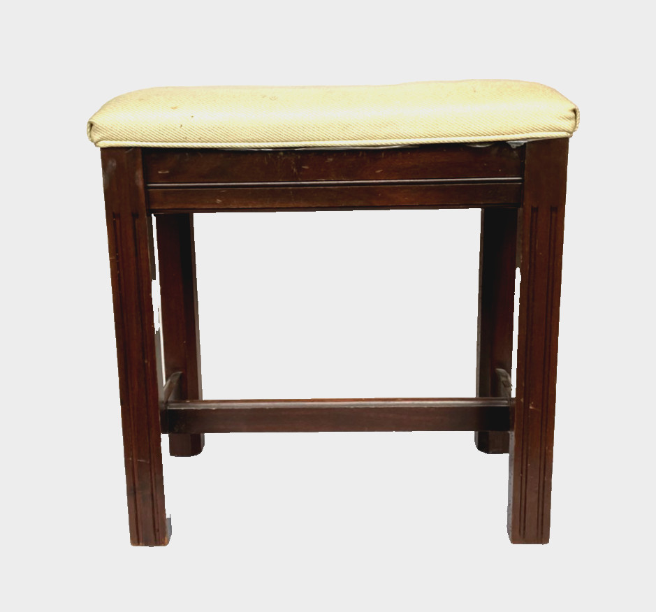 Vintage MCM Upholstered Solid Wood Piano Bench Stool