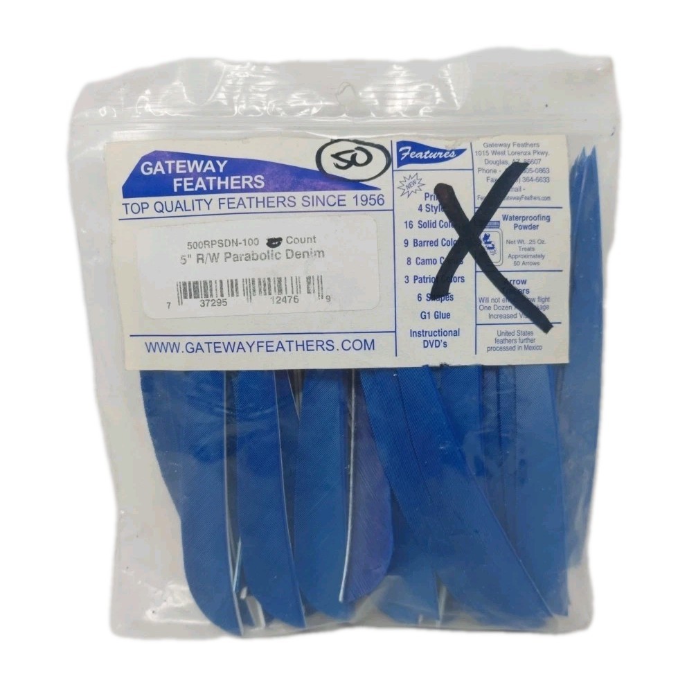50 Count Gateway Feathers 5" Right Wing: Parabolic Denim Blue