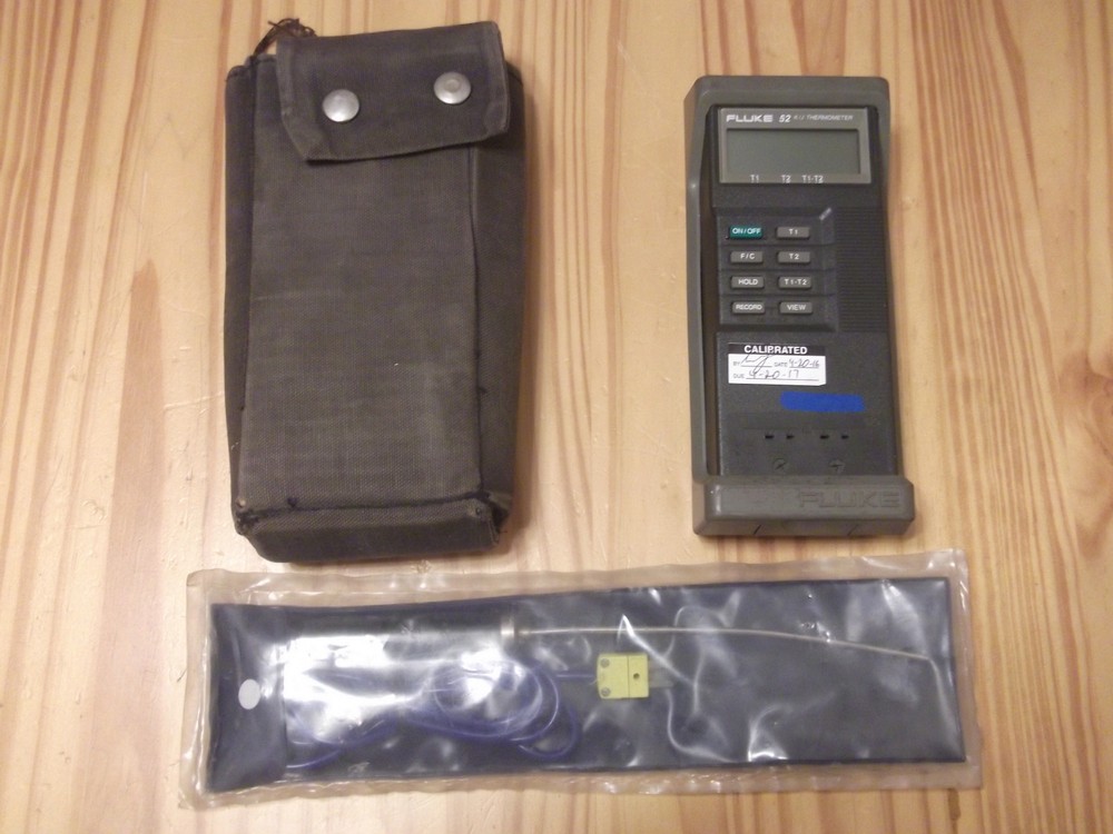 FLUKE 52 K/J THERMOMETER W/NEW OMEGA K-TYPE PROBE/SERVICE MANUAL ON CD