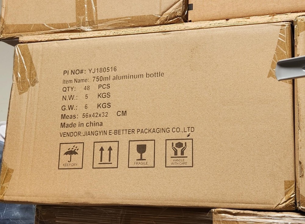 Aluminum Beverage Bottle 750ml with unthreaded ROPP cap [48 pack]