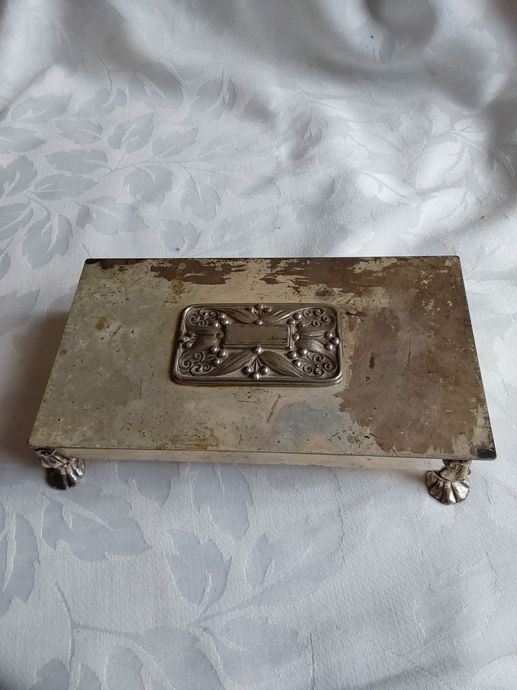 Vintage Ronson Silver Plated Cigarette Box 7" long 4" w