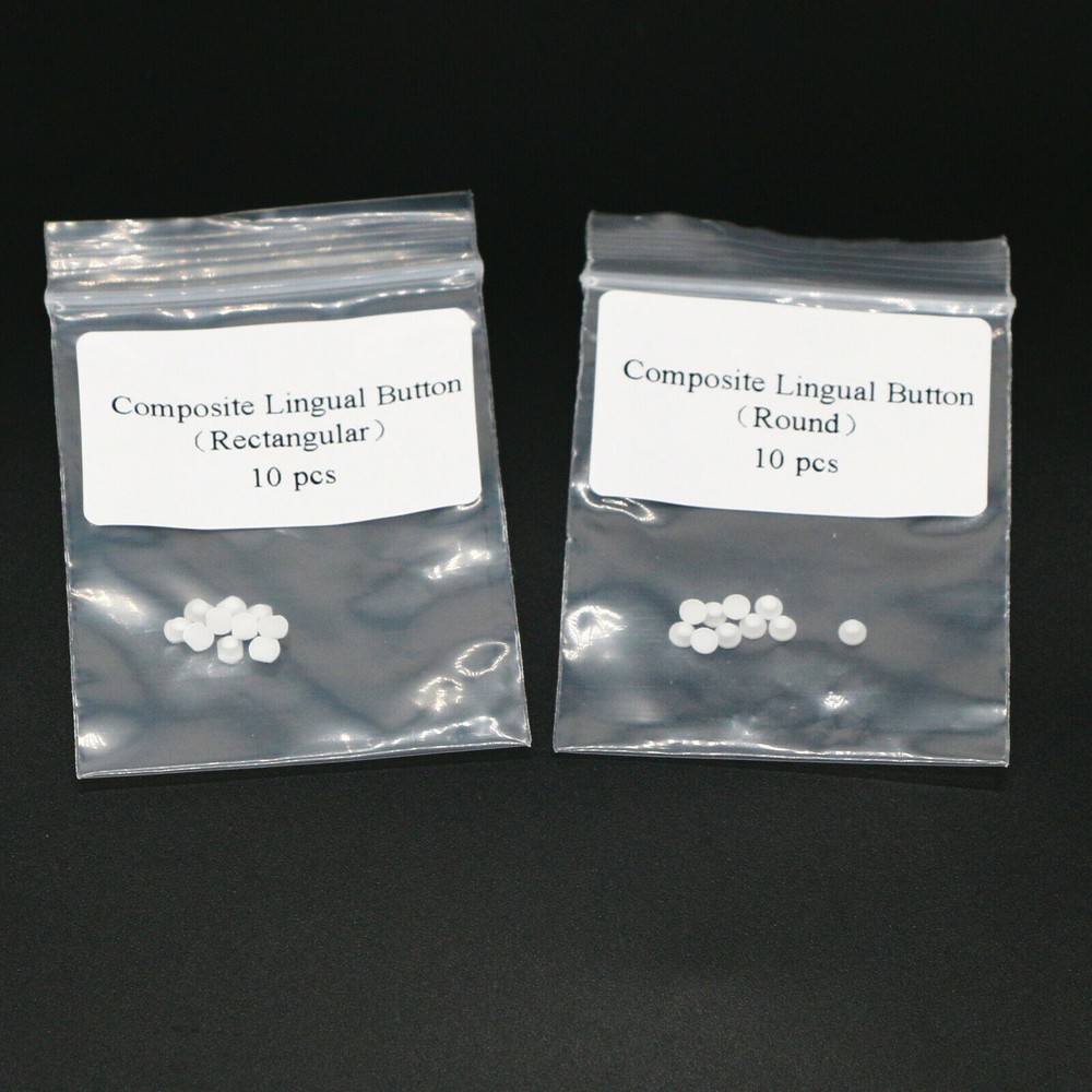 Dental Ortho Composite Ceramic Lingual Button Bondable Round/Rectangular Base
