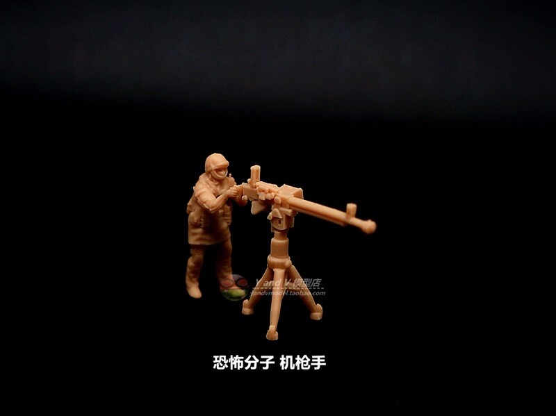 1/72 Terrorist/Special Forces/mercenary machine gunner 3 man model (3D printed)