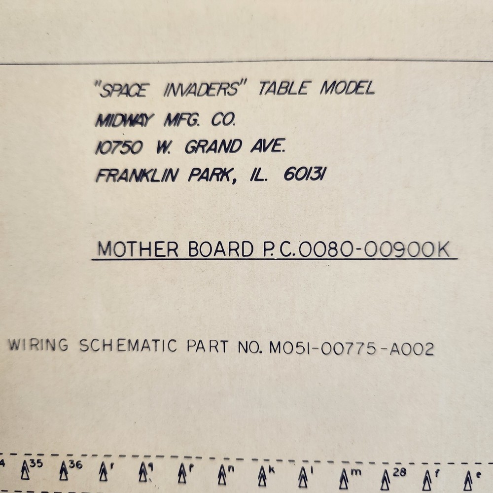 Space Invaders Cocktail Table Schematics Midway