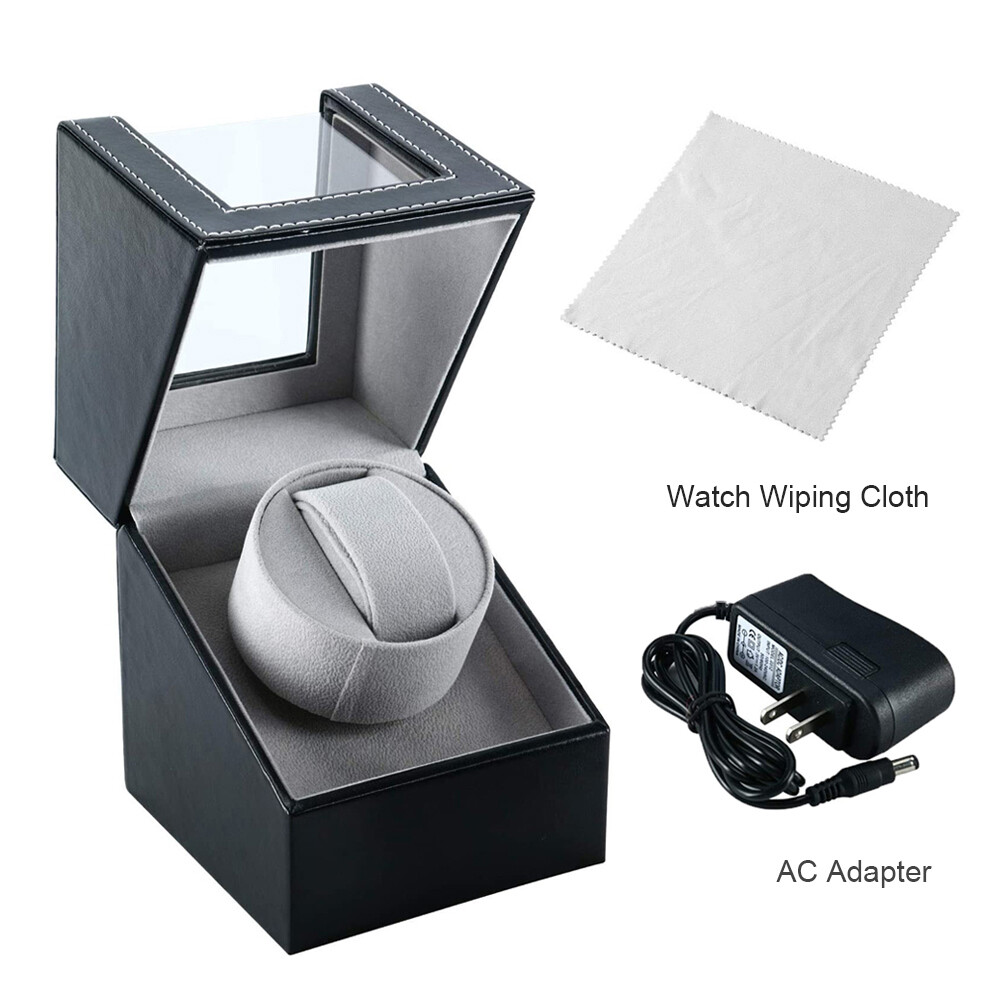 Automatic Rotation Single Watch Winder Box Leather Storage Display Case Box Gift