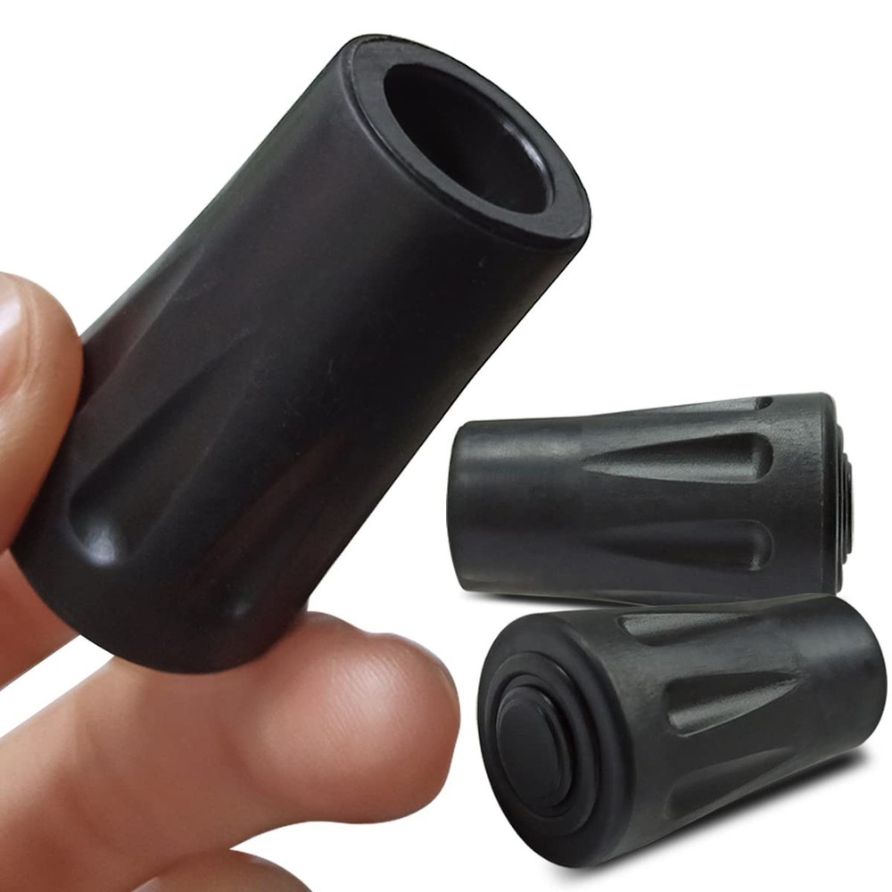 8Pcs Trekking Pole Tips Replacement Protectors, Rubber Feet for 11mm, Black