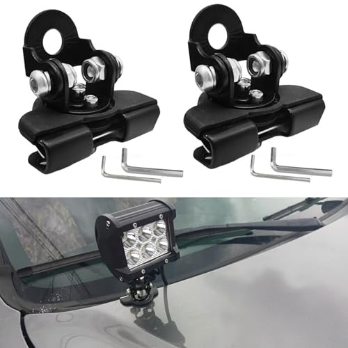2PCS LED Light Bar Mounting Brackets, Ditch Light Brackets, Adjustable Black