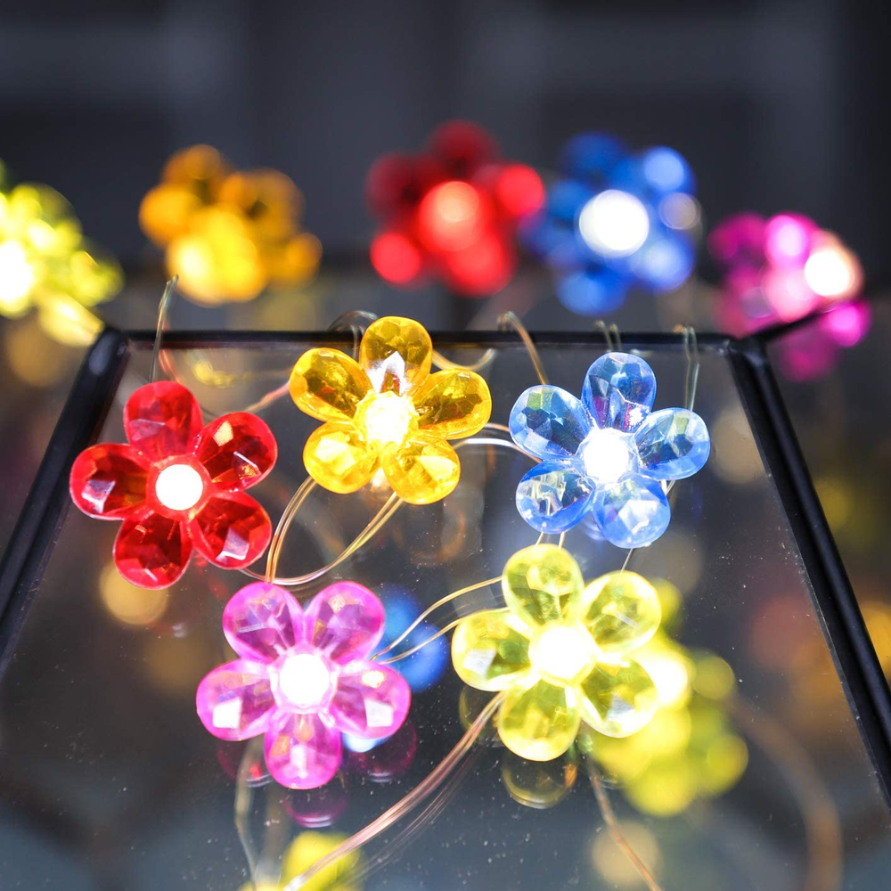 10FT 30LED Flower String Light Attery Operated 8 Modes Multicolor for Wedding