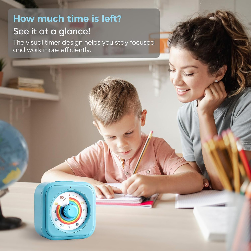 Rainbow Visual Timer for Kids, 60 Minute Silent Countdown Timer, Time Management