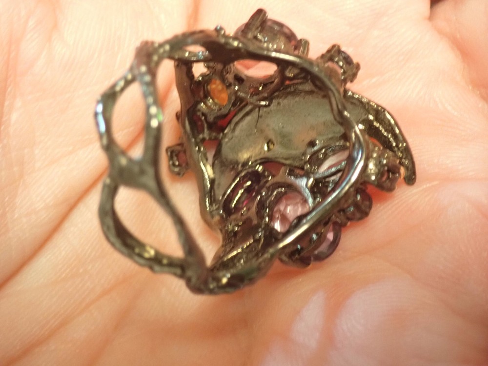 Amethyst and Moon Sterling Silver Ring Size 8.5