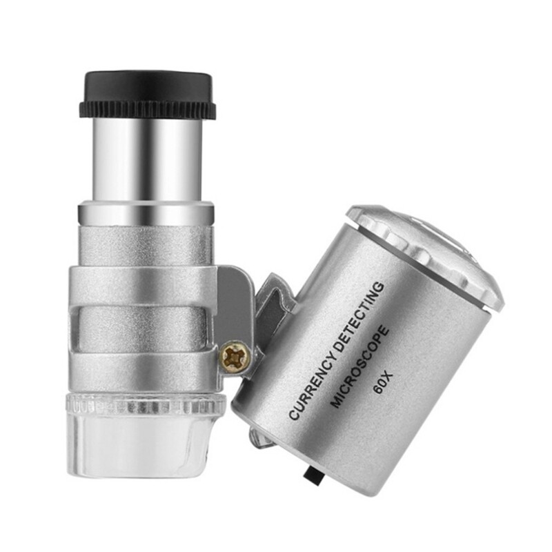 Digital Pocket Microscope with UV Light LED-Illumination for Examining Coins