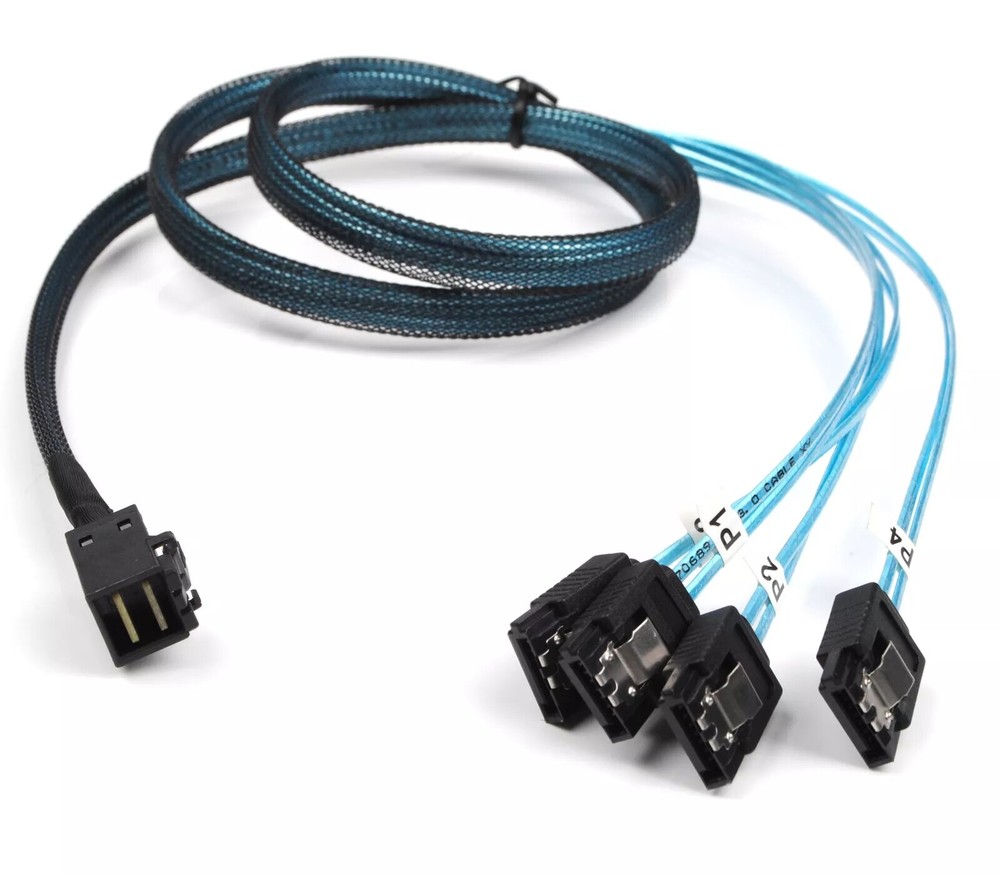 Mini SAS SFF-8643 To 4 SATA 7pin Hard Disk 6Gbps Data Server Raid Cable 1M